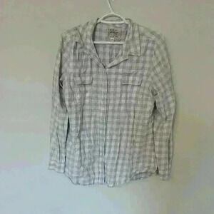 Old Navy , Plaid Button Down Shirt,  Grey and white, Size L